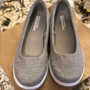 Skechers Gray Slip-On Loafers with Textured Fabric